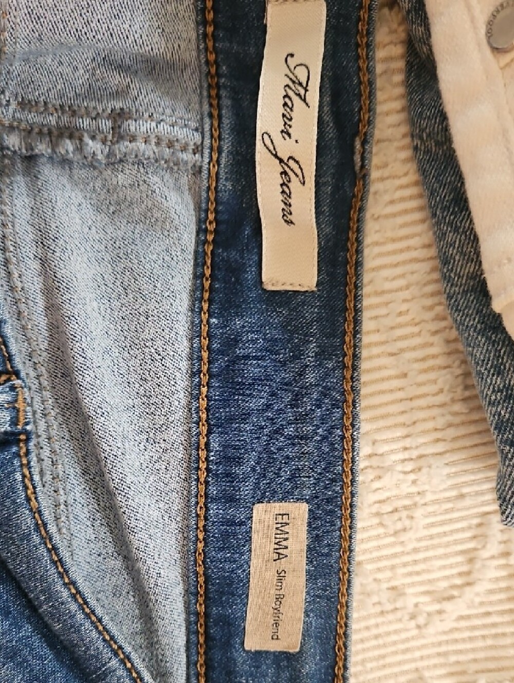 Mavi Boyfriend Jeans in Medium Blue with Cuffed Hem - Picture 3 of 3